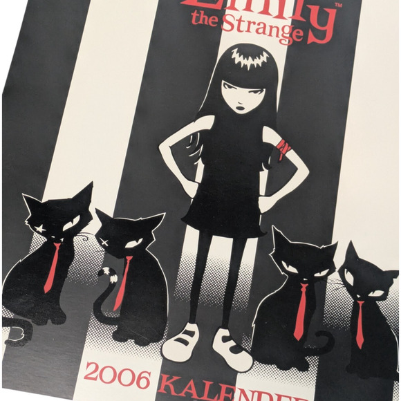 Emily The Strange 2006 Calendar German Edition Goth Hot Topic Black Cats Art - Picture 3 of 11